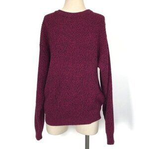 Vintage Dark Pink Black Space Dye Saturdays Chunky Knit Sweater Womens Size XL